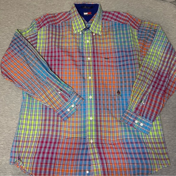 Retro Tommy Hilfiger Multicolor Casual Button Down Shirt - Picture 1 of 5